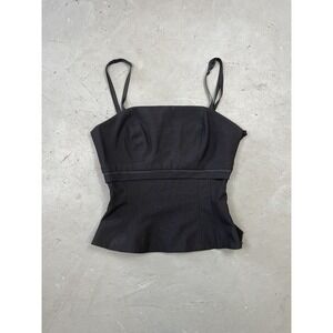 Vintage 90s Black Strapy Structured Bustier Style Top SZ‎ 40